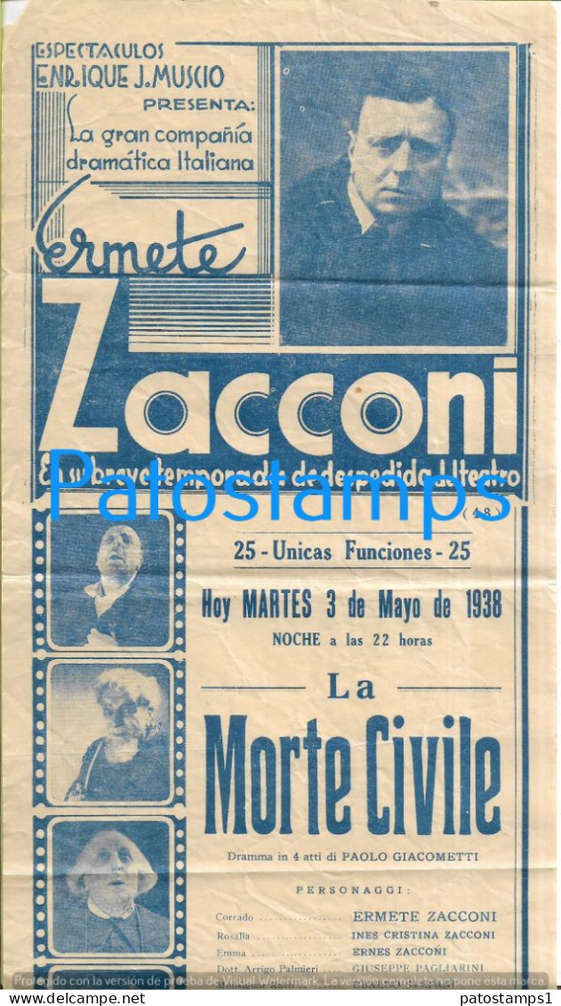 227146 ARGENTINA BS AS TEATRO ATENEO ENRIQUE J. MUSCIO COMPANIA ITALY ERMETE ZACCONI FUNCIONES 67.5 X 17 CM NO POSTCARD - Argentina