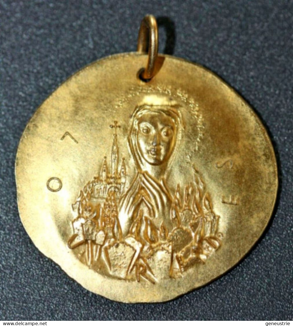 Belle Médaille Religieuse Argent 925 Doré (vermeil) "Notre-Dame De Lourdes" Religious Medal - Religion & Esotérisme