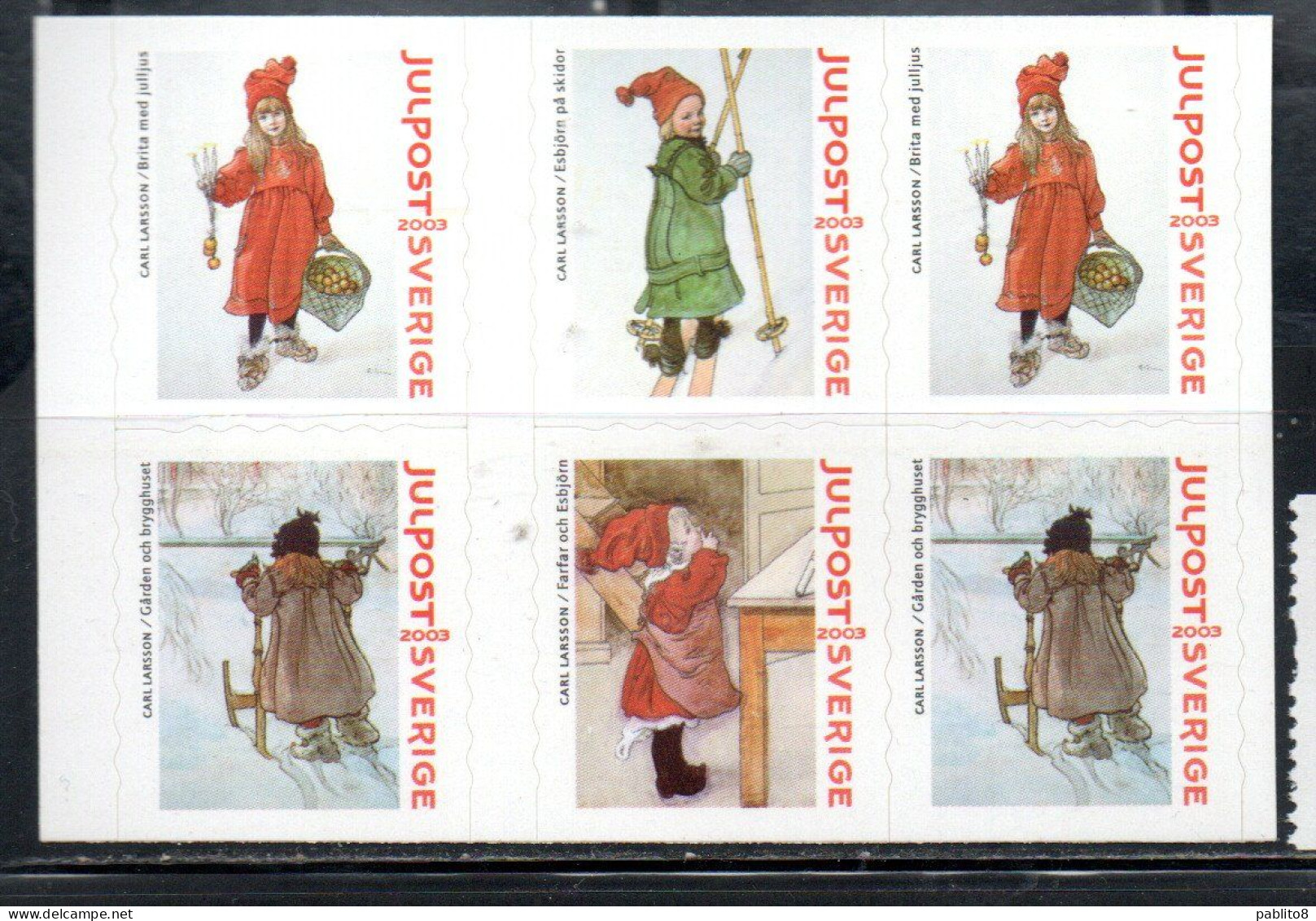 SWEDEN SVERIGE SVEZIA SUEDE 2003 CHRISTMAS NATALE NOEL WEIHNACHTEN NAVIDAD BLOCK FROM BOOKLET MNH - Nuevos