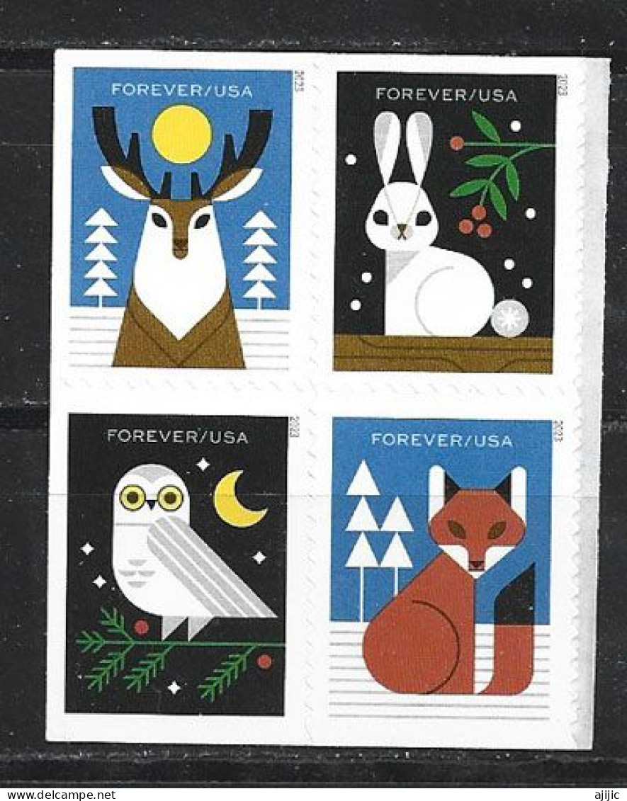 2023. Winter Woodland Animals Stamps,  Bloc De 4 Neufs ** - Ongebruikt