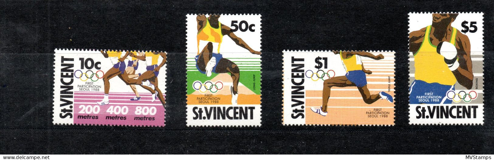 St Vincent 1988 Set Olympic/Athletics Stamps (Michel 1130/33) Nice MNH - St.Vincent (1979-...)