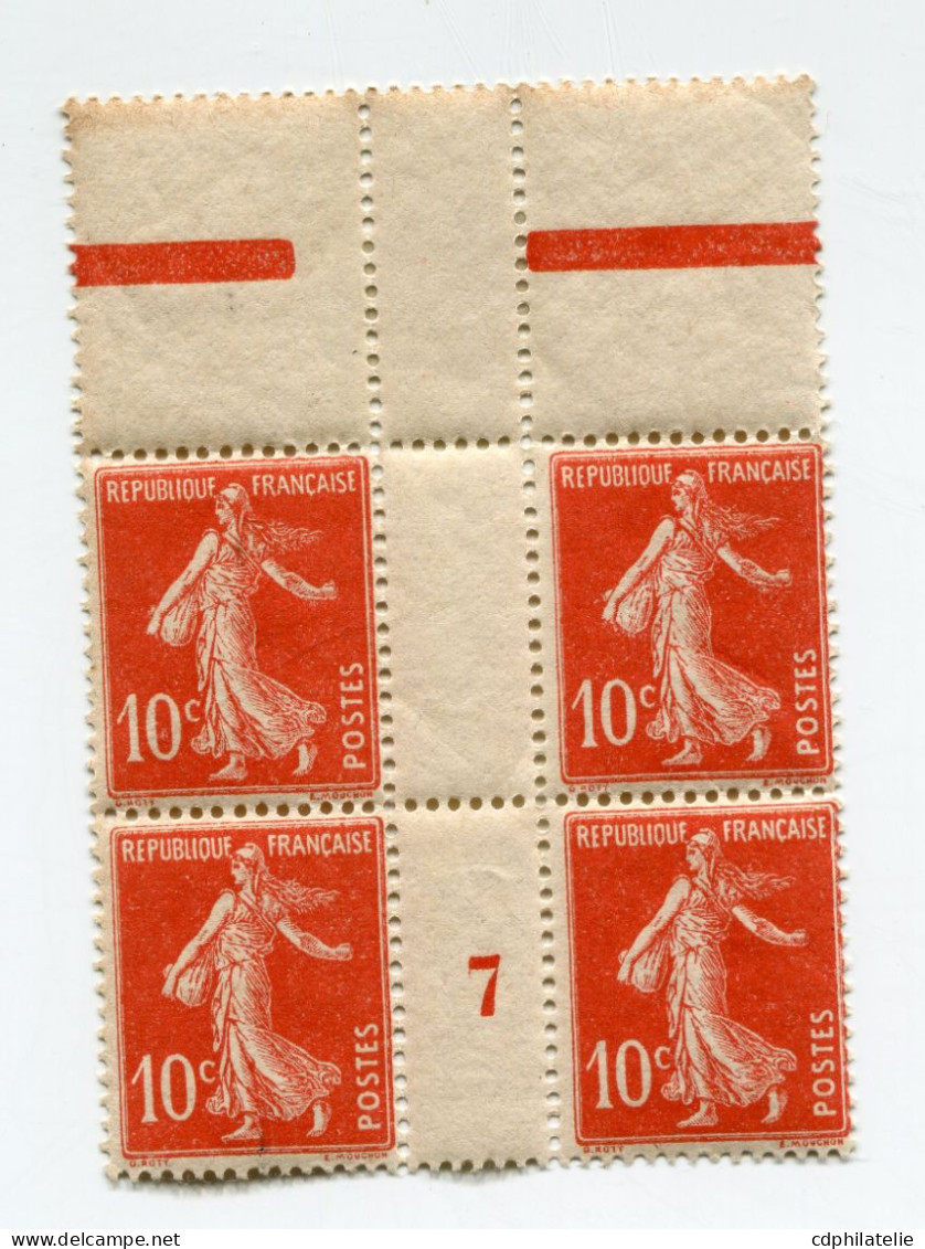 FRANCE N°138 ** TYPE SEMEUSE FOND PLEIN  EN BLOC DE 4 AVEC MILLESIME 7 ( 1907 ) - Millesimi