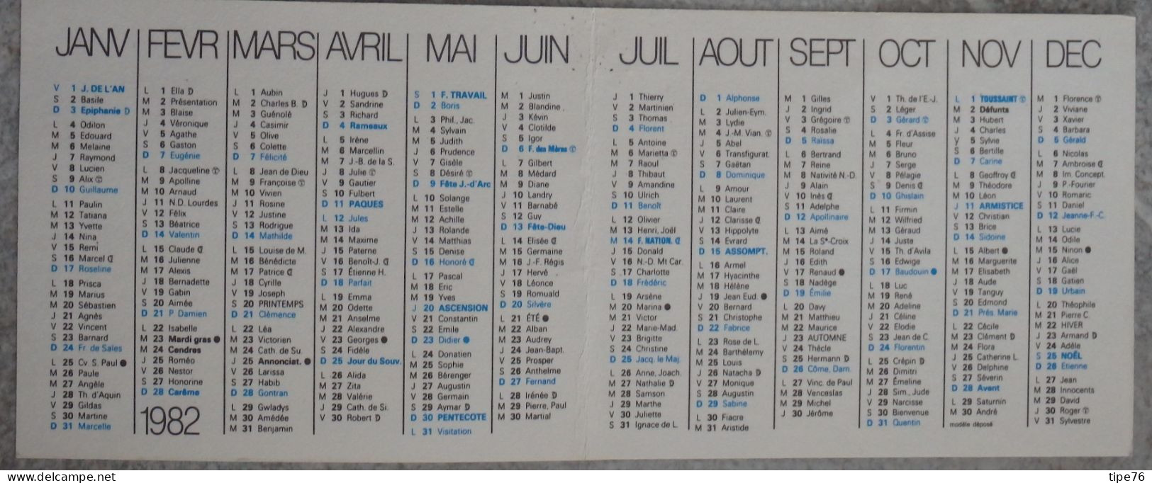 Petit Calendrier De Poche 1982 Près De St Germaun Sur Vienne - Pharmacie Homéopathie Allopathie Poitiers Vienne - Formato Piccolo : 1981-90