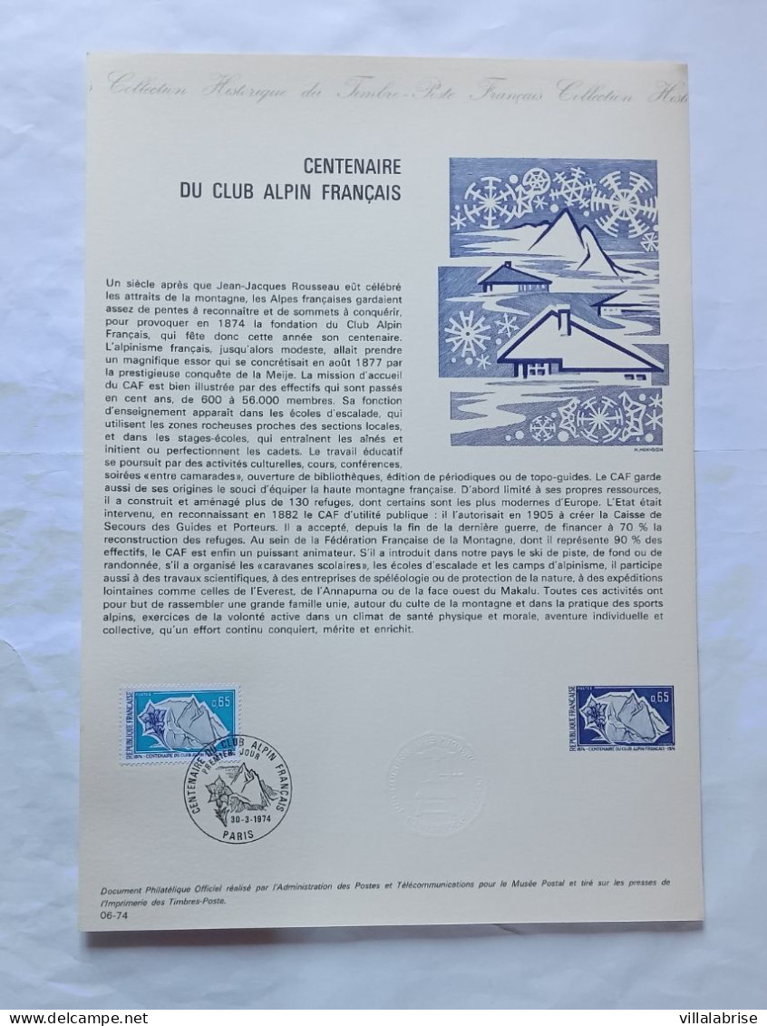 France 1974 – Les timbres de l’année oblitérés « premier jour » sur 34 documents philatéliques officiels