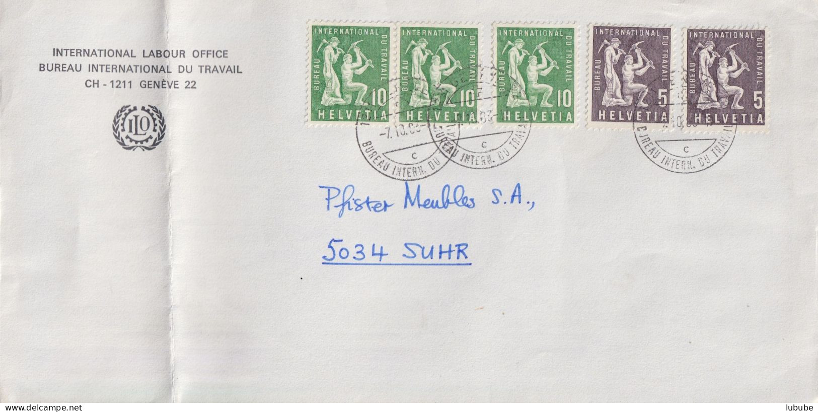 Motiv Brief  "Bureau International Du Travail, Genève"        1983 - Briefe U. Dokumente