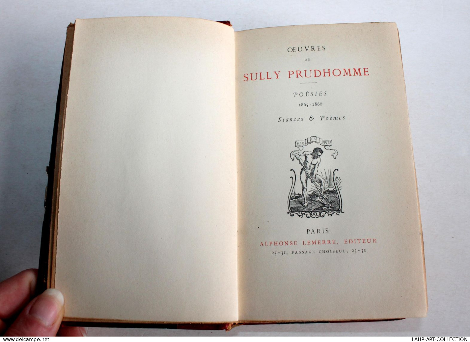 OEUVRES DE SULLY PRUDHOMME, POESIES 1865-1866 STANCES ET POEMES, LEMERRE EDITEUR / ANCIEN LIVRE XIXe SIECLE (1803.123) - Autores Franceses