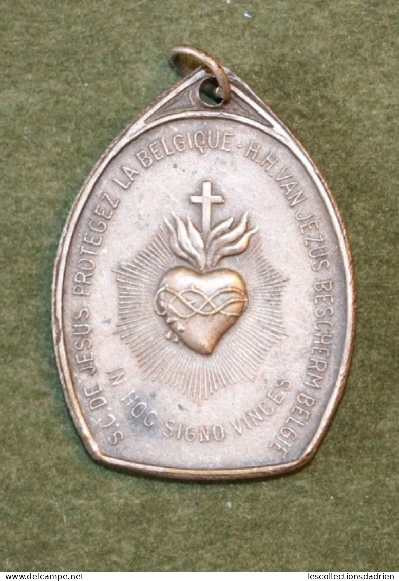 Médaille Coeur Sacré De Jésus Protège La Belgique - Guerre 14-18  Belgian Medal Wwi - Médaillette - Journée - Jourdain - Belgio