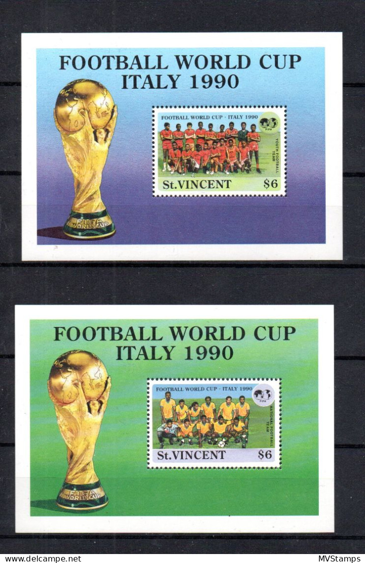 St Vincent 1989 Sheets Soccer/Football Stamps (Michel Block 82/83) Nice MNH - St.Vincent (1979-...)