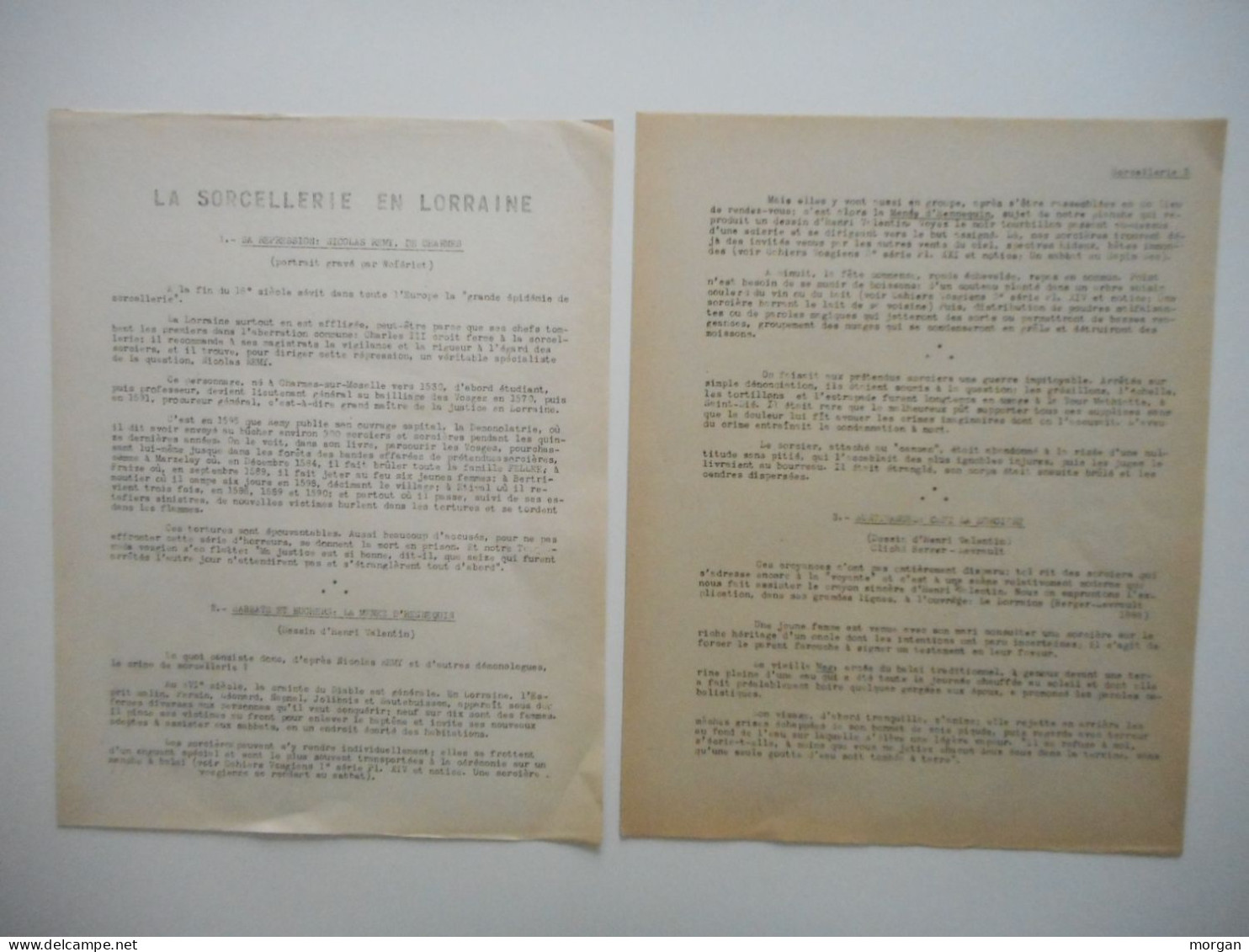 LORRAINE, VOSGES - Années 40, SORCELLERIE EN LORRAINE, 3 ILLUSTRATIONS, PARUTION CAHIERS VOSGIENS - Lorraine - Vosges