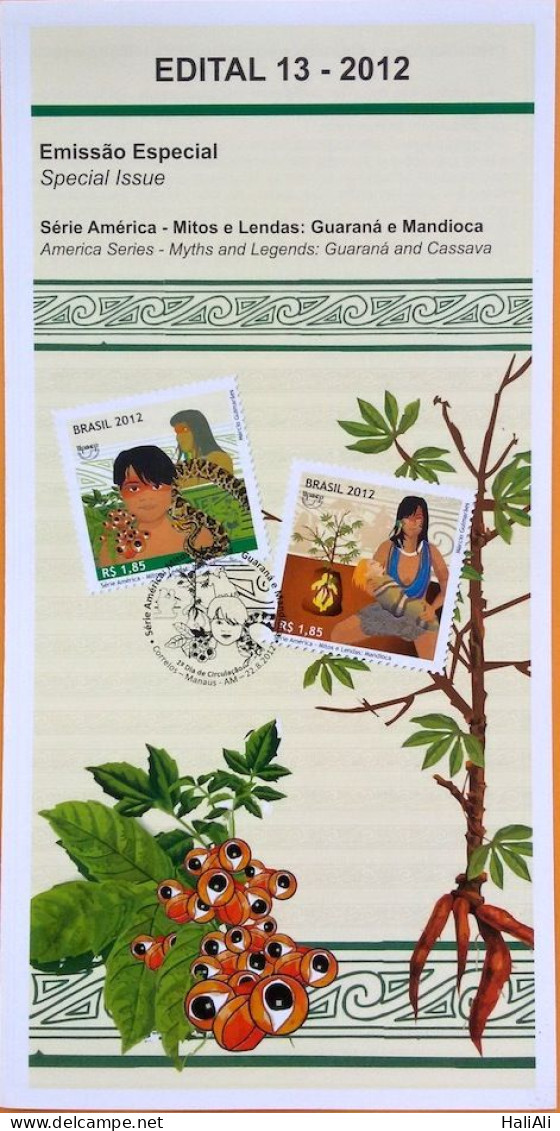 Brochure Brazil Edital 2012 13 Myths And Legends Guarana And Mandica Without Stamp - Storia Postale