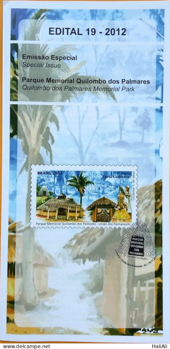 Brochure Brazil Edital 2012 19 Quilombo Dos Palmares Without Stamp - Cartas & Documentos