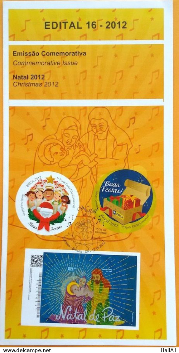 Brochure Brazil Edital 2012 16 Christmas Religion Without Stamp - Covers & Documents