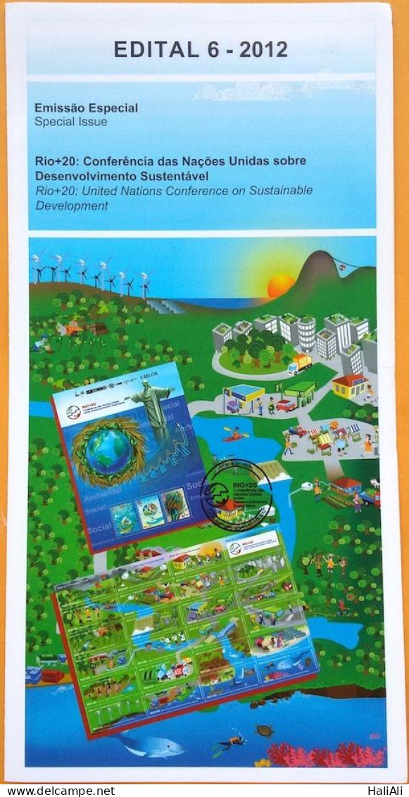 Brochure Brazil Edital 2012 06 Environment Rio + 20 United Nations Without Stamp - Brieven En Documenten