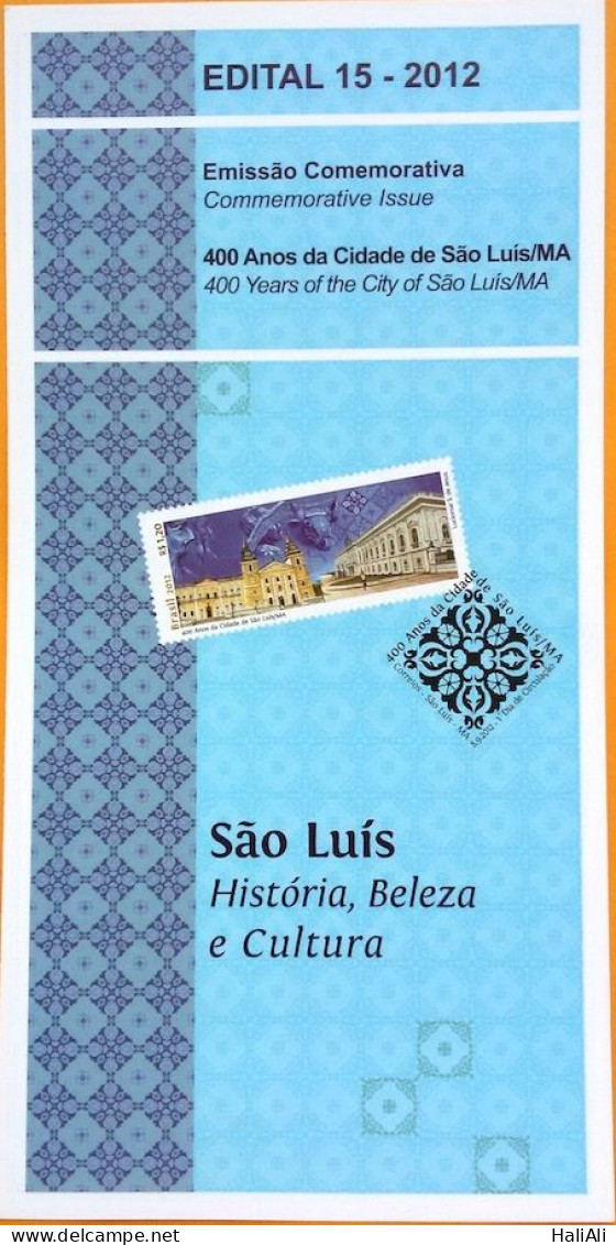 Brochure Brazil Edital 2012 15 Sao Luis Maranhão Tourism Without Stamp - Cartas & Documentos