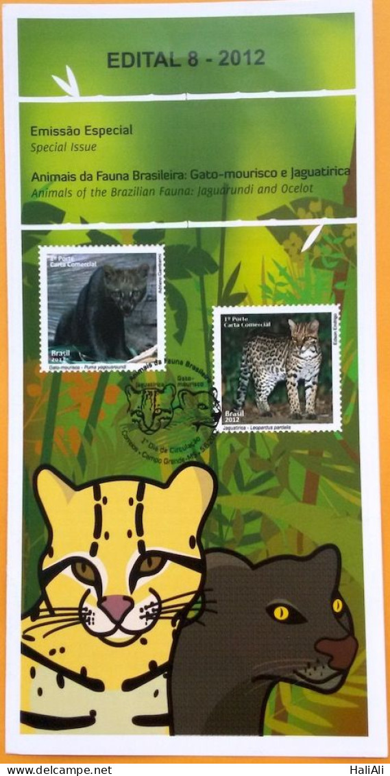 Brochure Brazil Edital 2012 08 Brazilian Fauna Animals Without Stamp - Covers & Documents