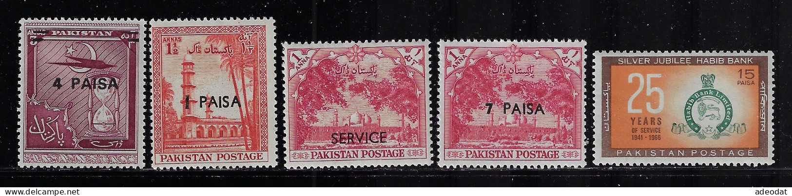 PAKISTAN  1954,1968 SCOTT #68,123,126,224,255 MH $2.50 - Pakistán