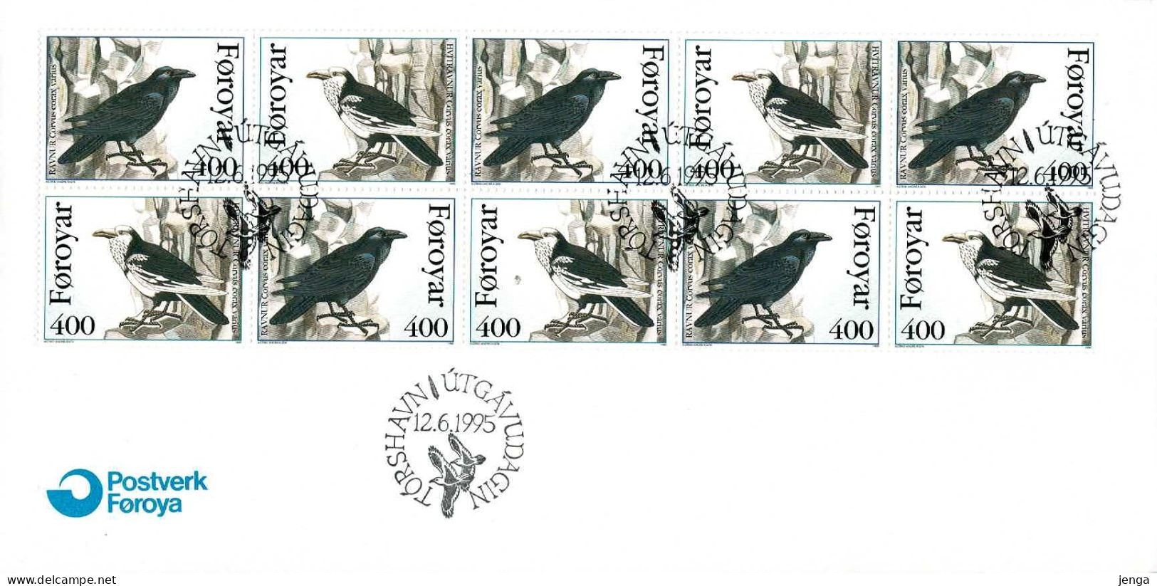 Faroe Islands 1995; Raven.  Booklet Pane On FDC - Färöer Inseln