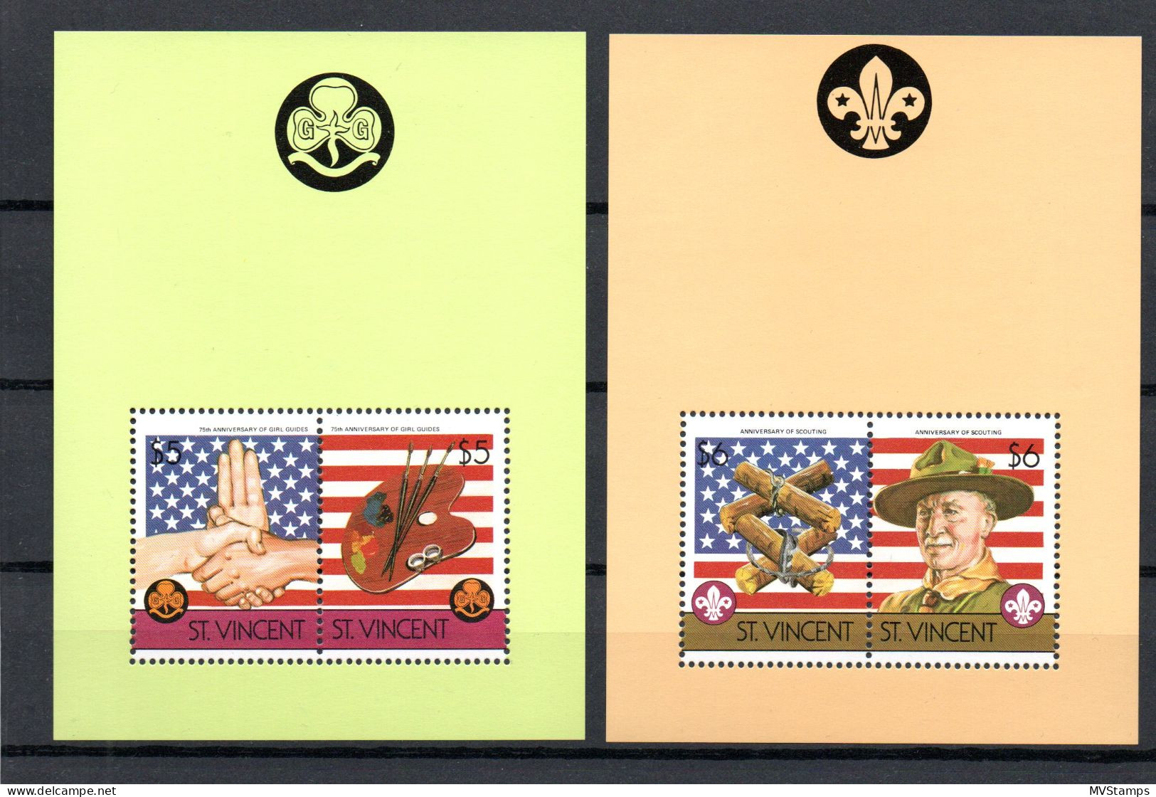 St Vincent 1986 Set Boyscouts/Pfadfinder Stamps (Michel Block 31/32) Nice MNH - St.Vincent (1979-...)