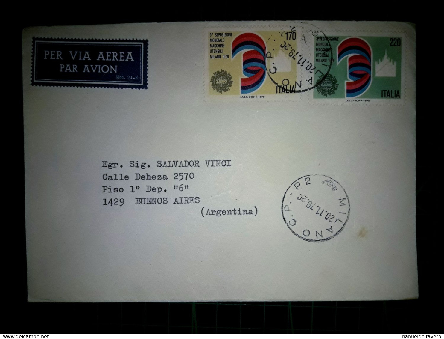 ITALIE, Enveloppe Envoyée Par Avion à Buenos Aires, Argentine Avec Divers Timbres Postaux.. Année 1979. - 1971-80: Gebraucht