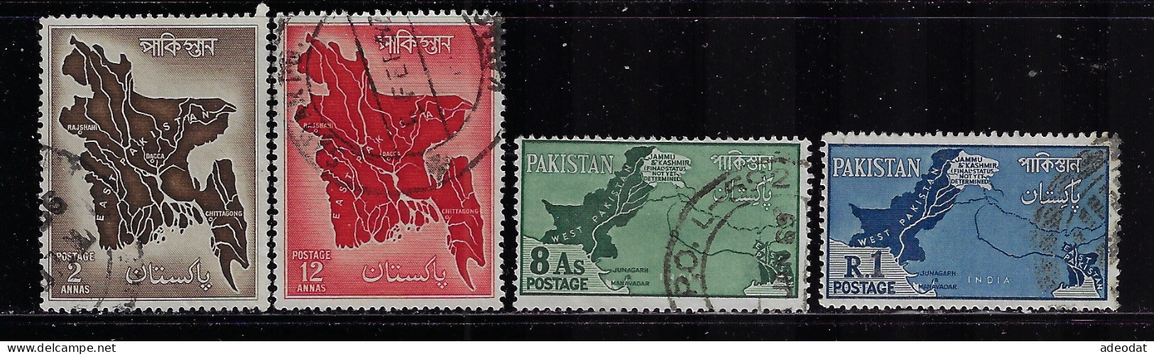 PAKISTAN  1955  SCOTT #80,81,110,111  USED  CV $0.90 - Pakistan