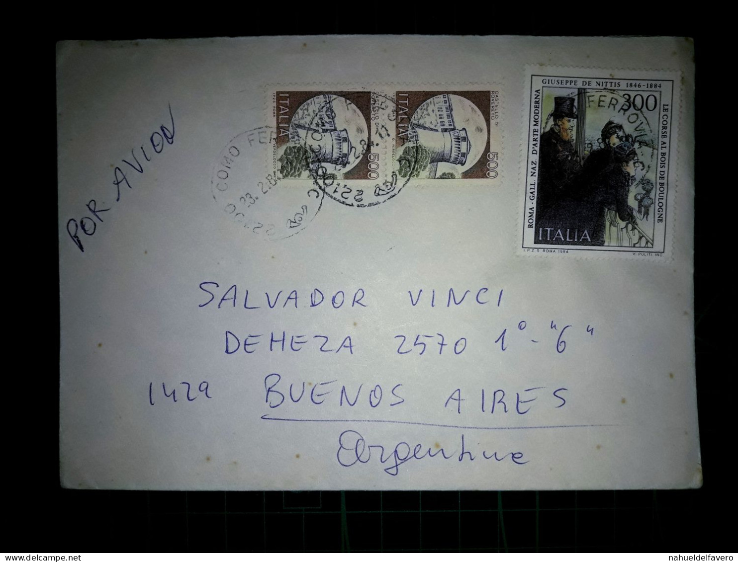 ITALIE, Enveloppe Envoyée Par Avion à Buenos Aires, Argentine Avec Divers Timbres Postaux.. Année 1984. - 1981-90: Used