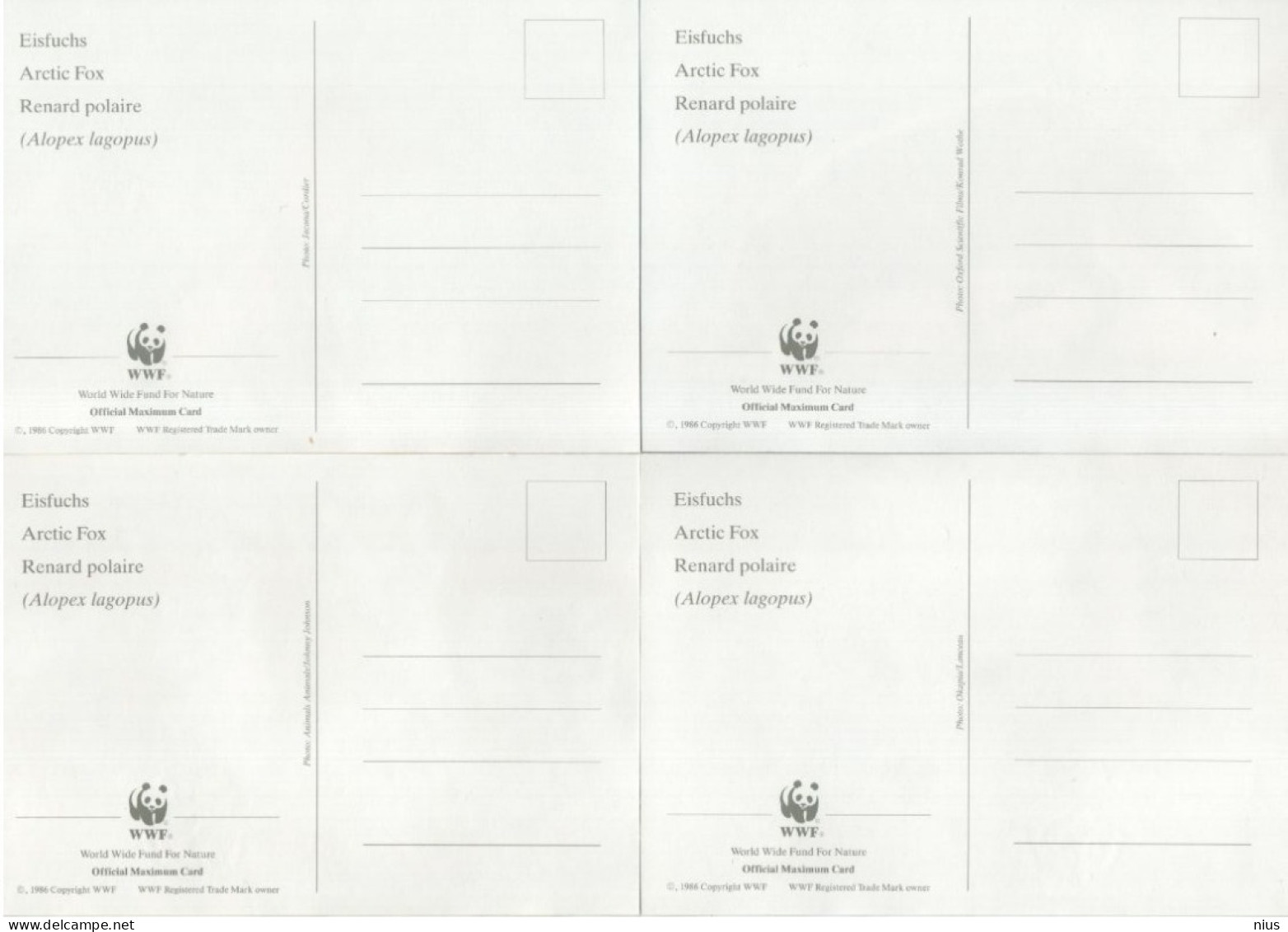 Finland Suomi 1993 WWF W.W.F. Maximum Cards X4 Eisfuchs Polarfuchs Eis-fuchs Arctic Fox Fauna Renard Polaire - Tarjetas – Máxima