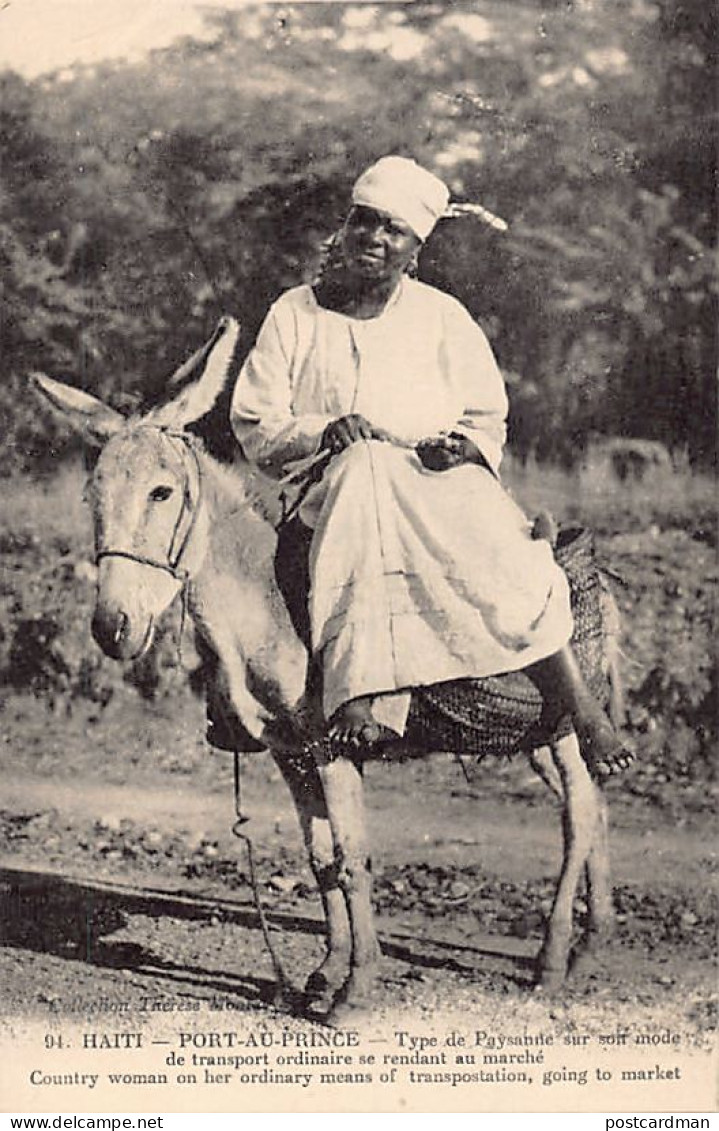 Haiti - PORT AU PRINCE - Peasant Woman Riding A Donkey - Ed. Thérèse Montas 94 - Haiti