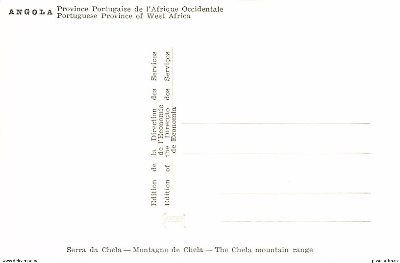 ANGOLA - The Chela Mountain Range - Publ. Direcçao Dos Serviços De Economica  - Angola