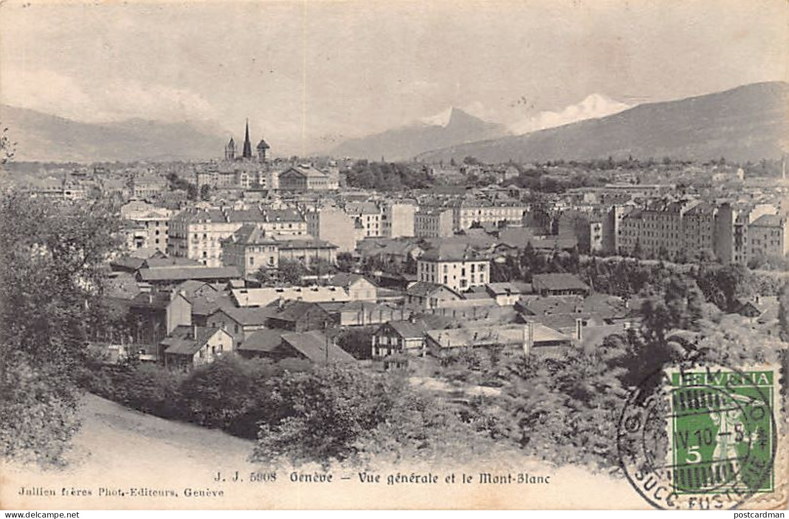 GENÈVE - Vue Générale Et Le Mont-Blanc - Ed. J.J. Jullien 5908 - Genève