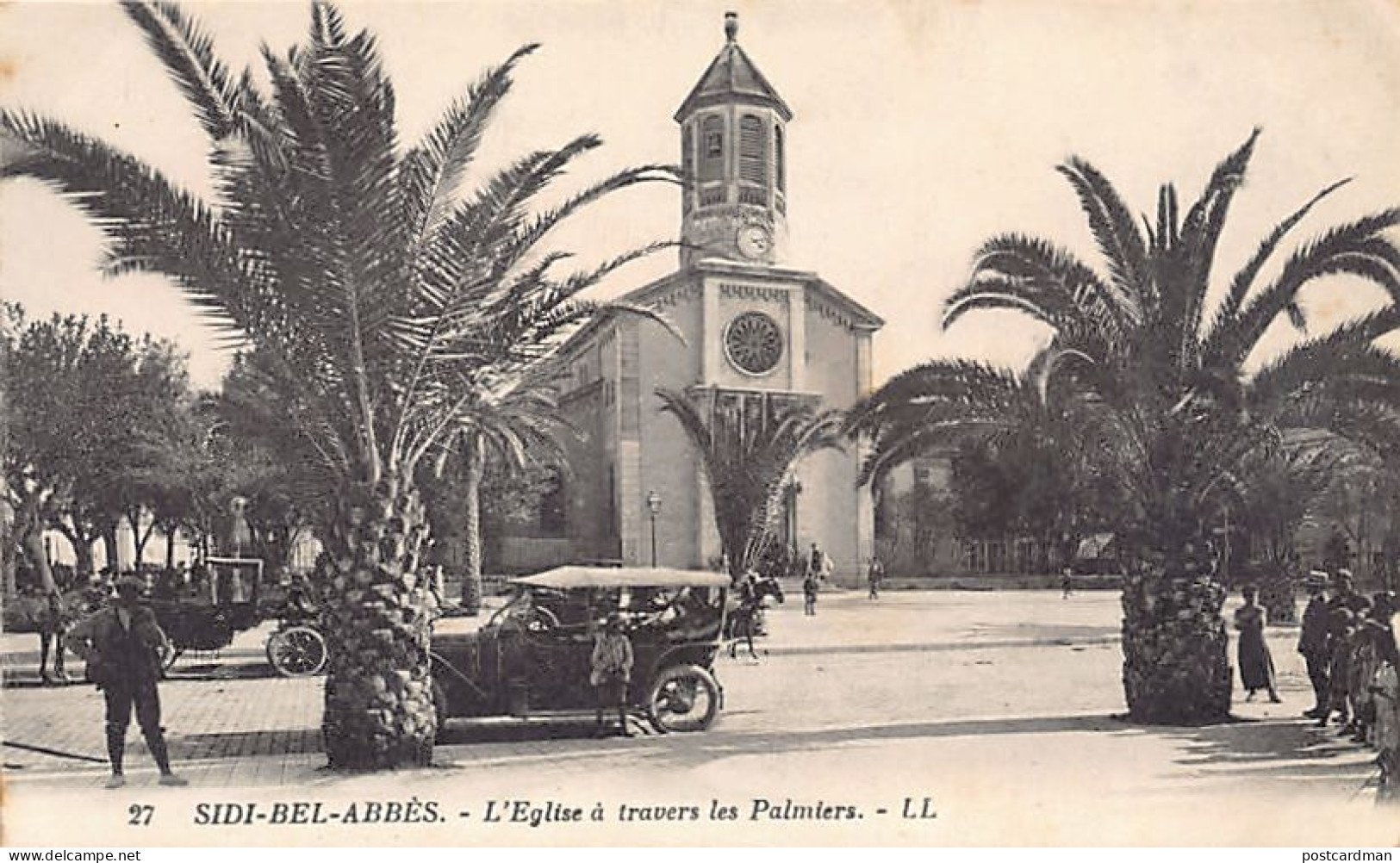 Algérie - SIDI BEL ABBÈS - L'église à Travers Les Palmiers - Ed. L.L. Lévy 27 - Sidi-bel-Abbès