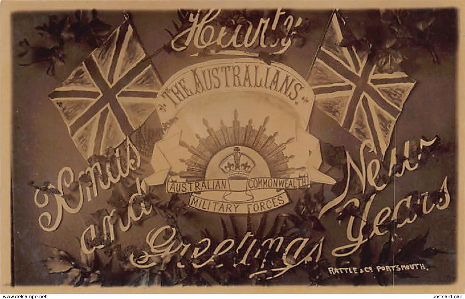Australia - World War One - ANZAC - Australian Commonwealth Military Forces Xmas Greetings Card  - Publ. Rattle & Co. In - Otros & Sin Clasificación
