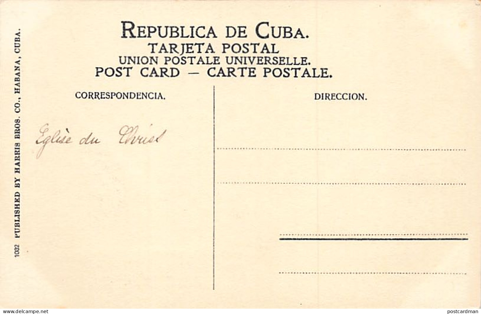 Cuba - LA HABANA - Iglesia Del Cristo - Ed. Harris Bros. Co. 1032 - Kuba
