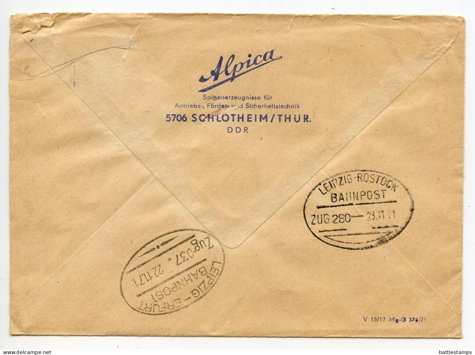 Germany, East 1971 Express / Eilsendung Cover; Schlotheim To Calbe; Alipaca Meter Slogan; Bahnpost Postmarks - Franking Machines (EMA)