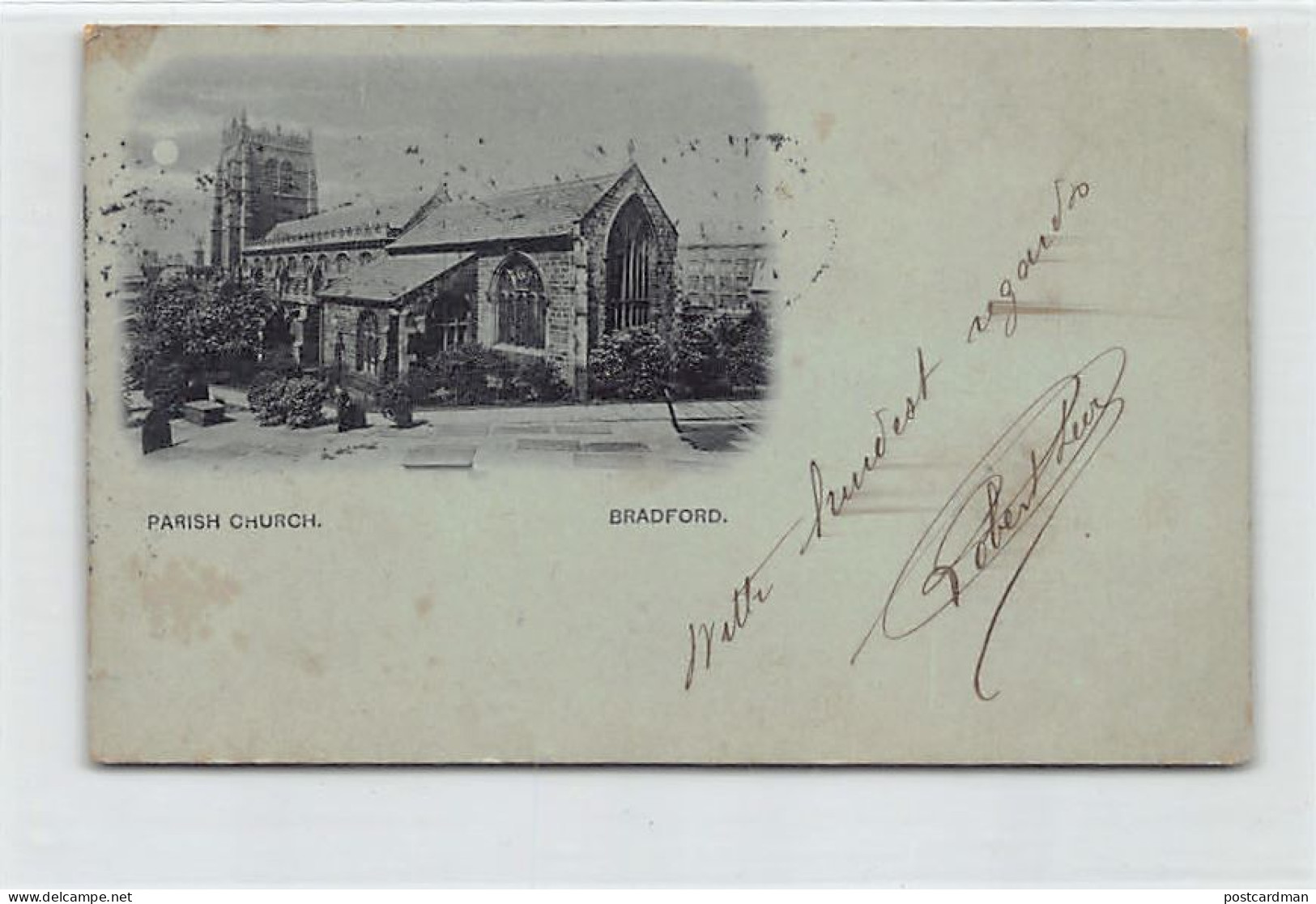 England - BRADFORD - Parish Church By Night - Year 1903 FORERUNNER SMALL SIZE POSTCARD - Bradford