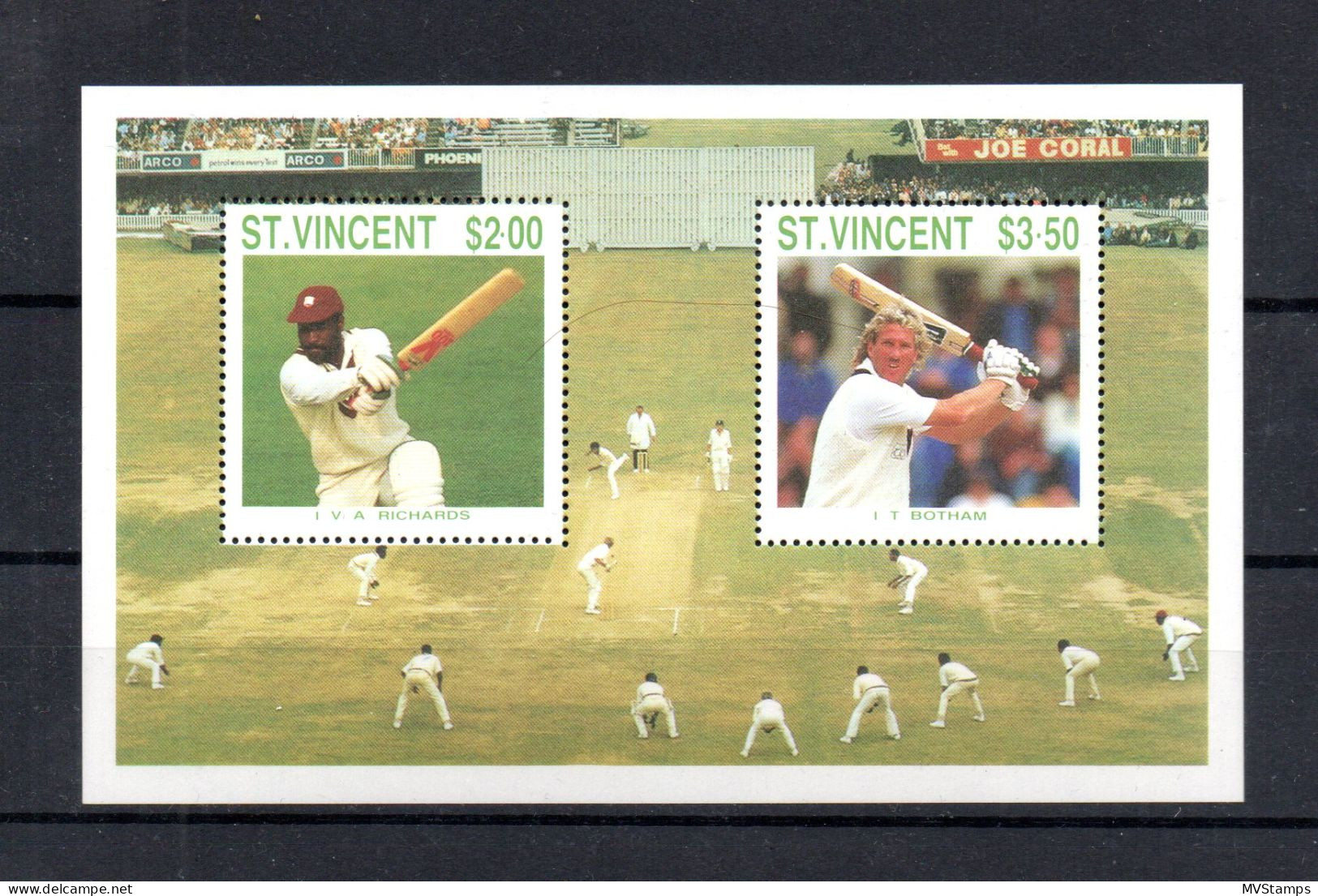 St Vincent 1988 Sheet Cricket Stamps (Michel Block 59) Nice MNH - St.Vincent (1979-...)