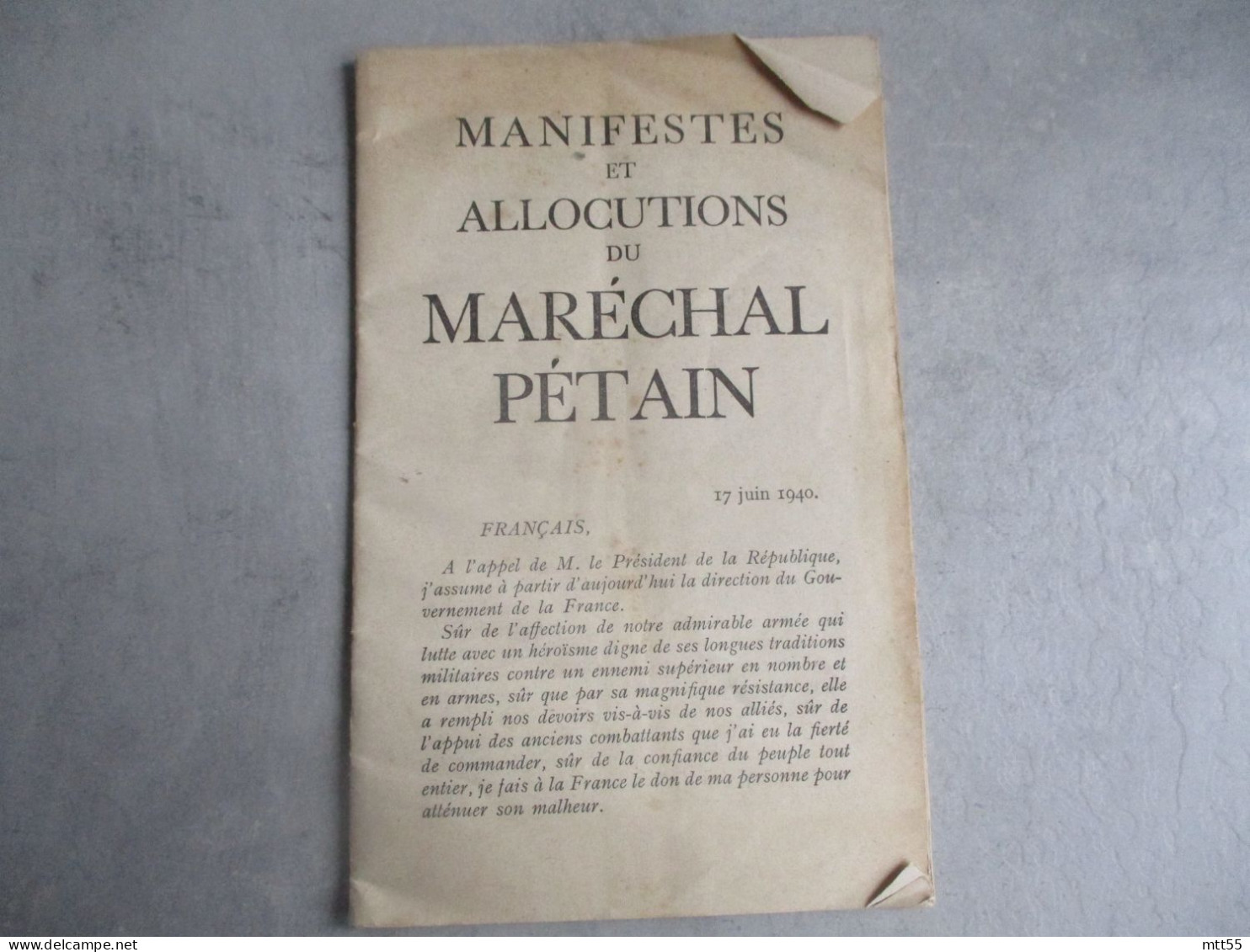 LIVRET MANIFESTES ET ALLOCUTIONS MARECHAL PETAIN PAR LIBRAIRIE JOSEPH HIBERT  JUIN 40 - 1939-45