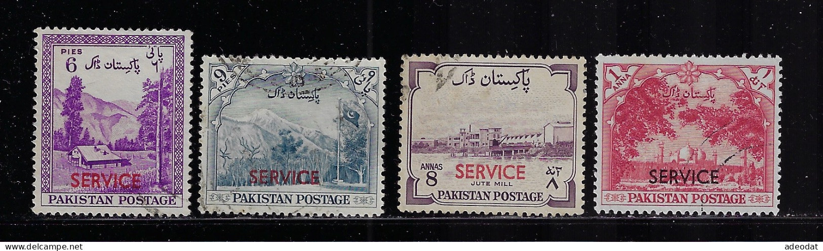 PAKISTAN  1957  SERVICE SCOTT #O53...O59  4 STAMPS USED  CV $0.80 - Pakistán