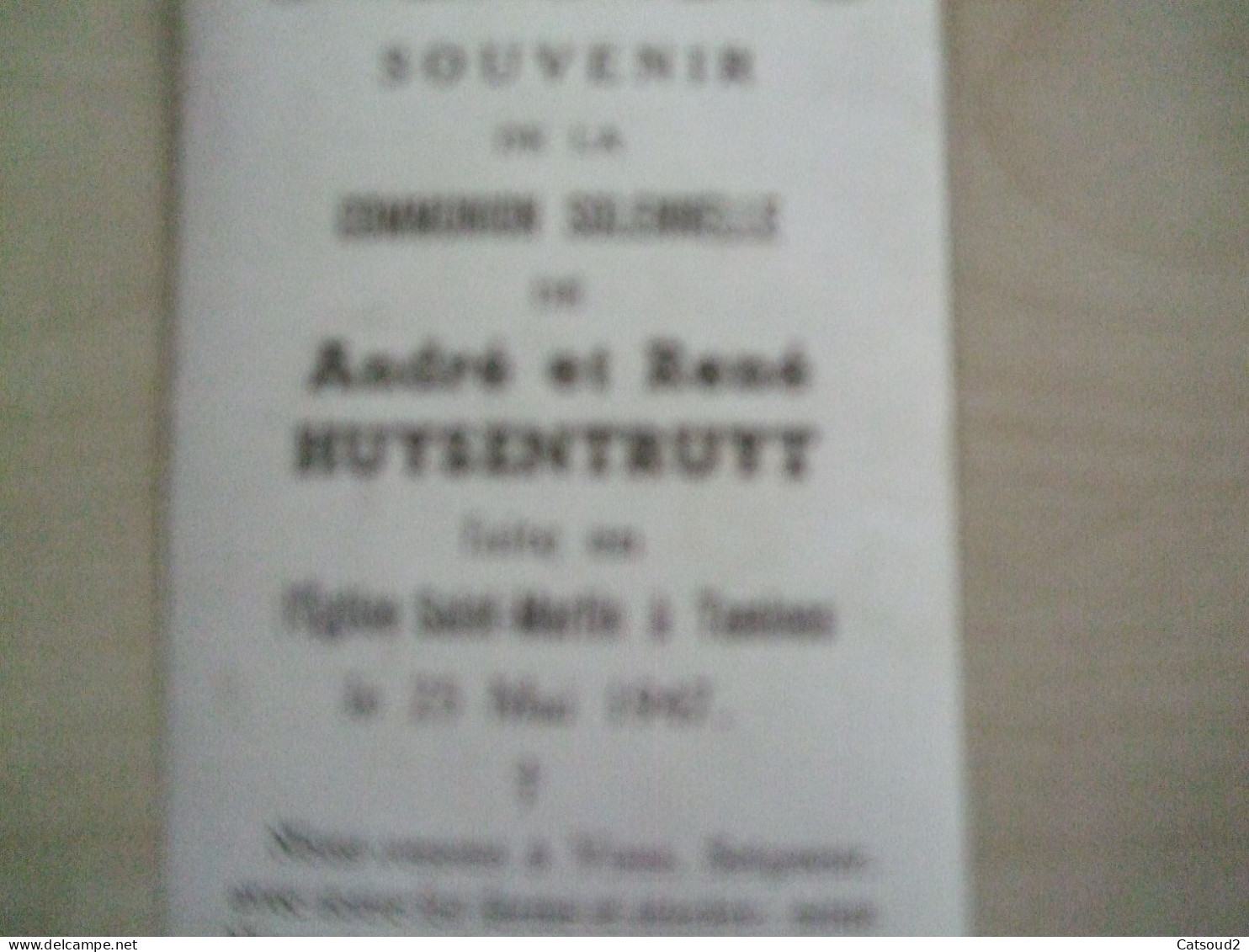 Ancien Souvenir  De Communion HUYSENTRUYT André Et René à Tamines En 1947 - Kommunion Und Konfirmazion