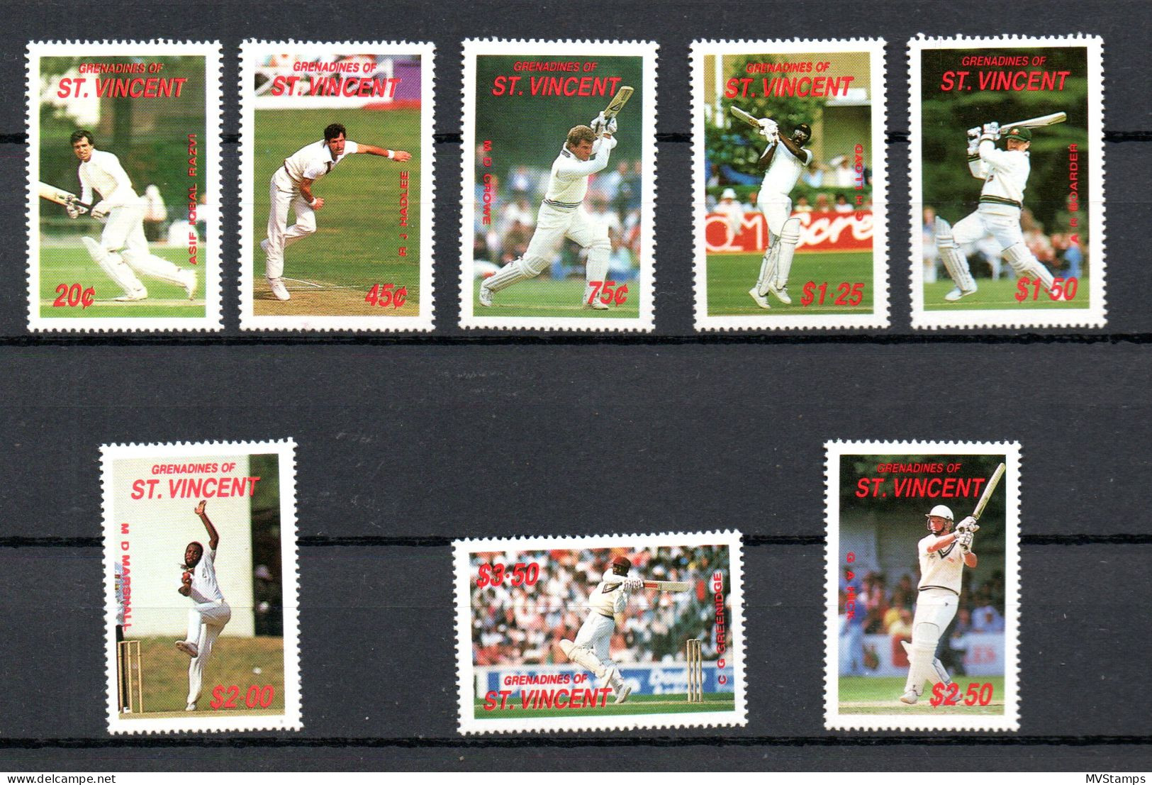 St Vincent Grenadines 1988 Set Cricket Stamps (Michel 597/604) Nice MNH - St.Vincent (1979-...)