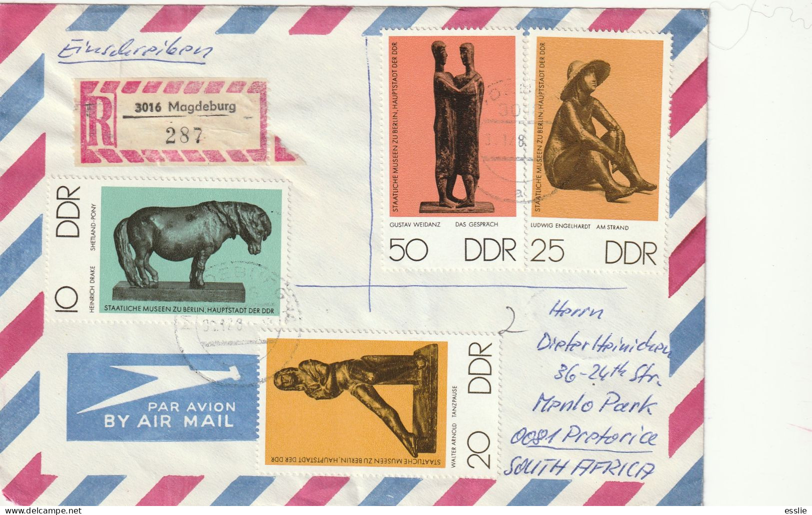 Germany DDR Cover Einschreiben Registered - 1976 1983 - Working-Class Brigade Small Sculptures - Lettres & Documents