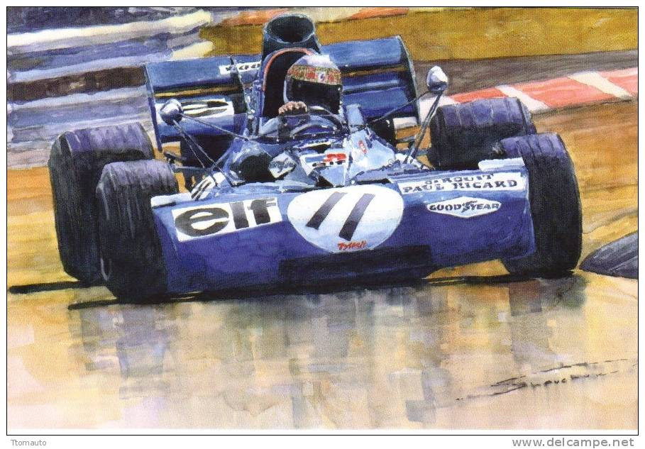 Tyrrell-Ford 003 F1  -  Jackie Stewart  -  French GP 1971  -  Aquarelle Par Yuriy Shevchuk - Carte Postale - Grand Prix / F1