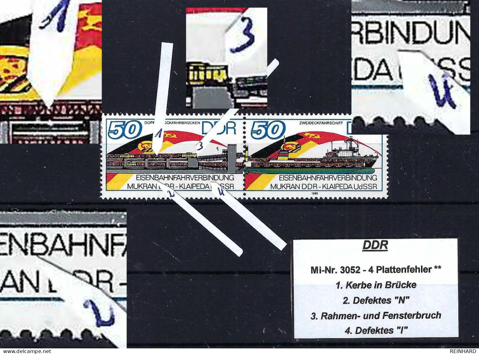 DDR Mi-Nr. 3052 - 4 Plattenfehler Postfrisch - Siehe Beschreibung Und Bild - Variétés Et Curiosités