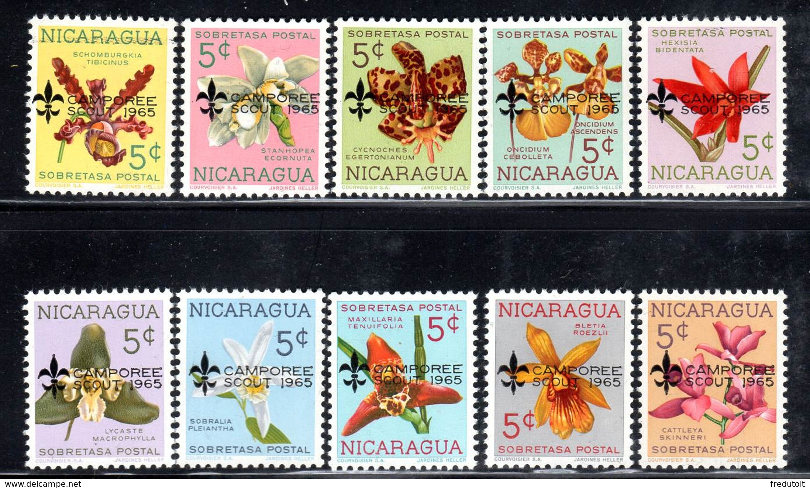 NICARAGUA - N°874/83  ** (1965) ORCHIDEES / SCOUTISME - Nicaragua