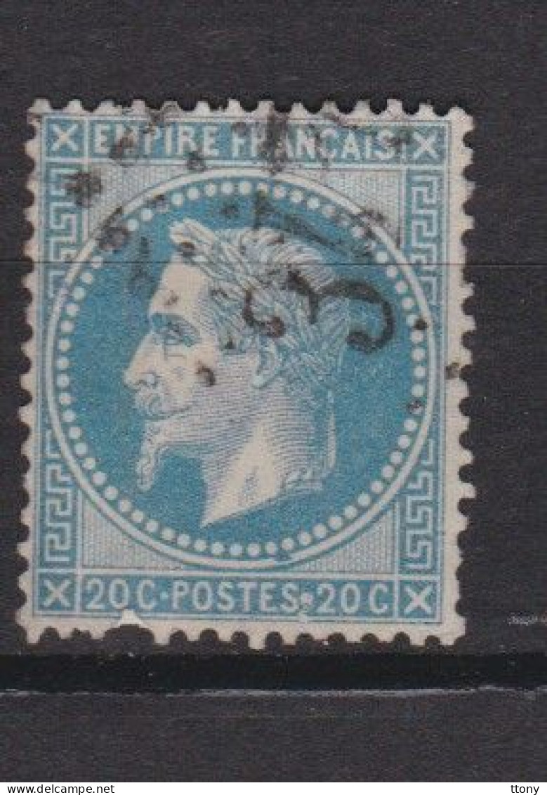 1 Timbre N° 29         Napoléon III   Lauré   Oblitéré    20 C  Bleu - 1863-1870 Napoléon III. Laure