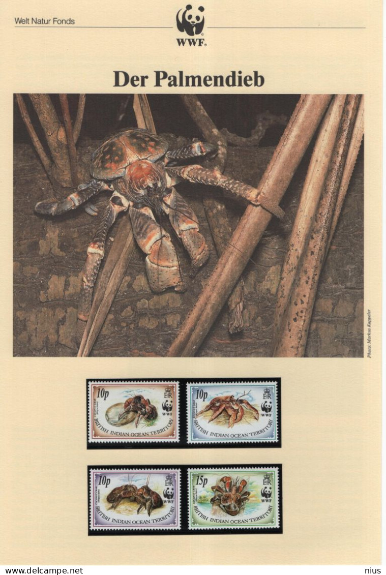 British Indian Ocean Territory 1993 WWF W. W. F. Set Of Mint Stamps, Coconut Crab Kokosdief Fauna - Unused Stamps