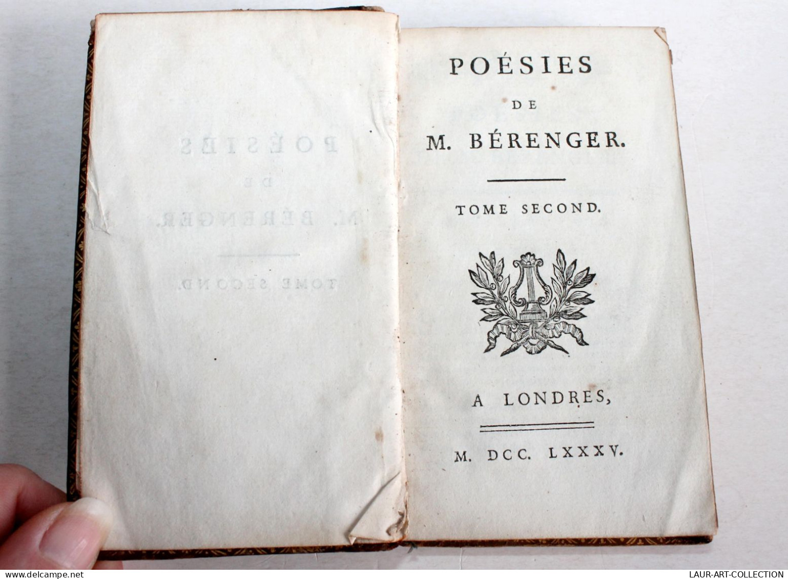 POESIES DE M. BERANGER TOME SECOND 1785 A LONDRES, LIVRE 18e CONTENANT 55 PIECES / ANCIEN LIVRE XVIIIe SIECLE (1803.132) - French Authors