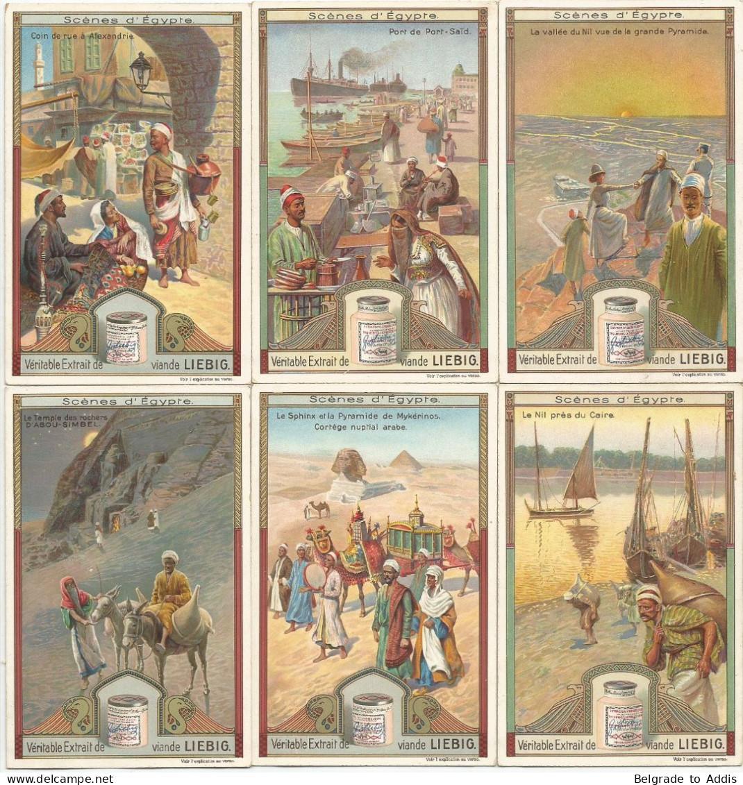 Chromo Liebig Série Compl. De 6 Chromos S_1005 Scènes D'Egypte 1910 - Liebig