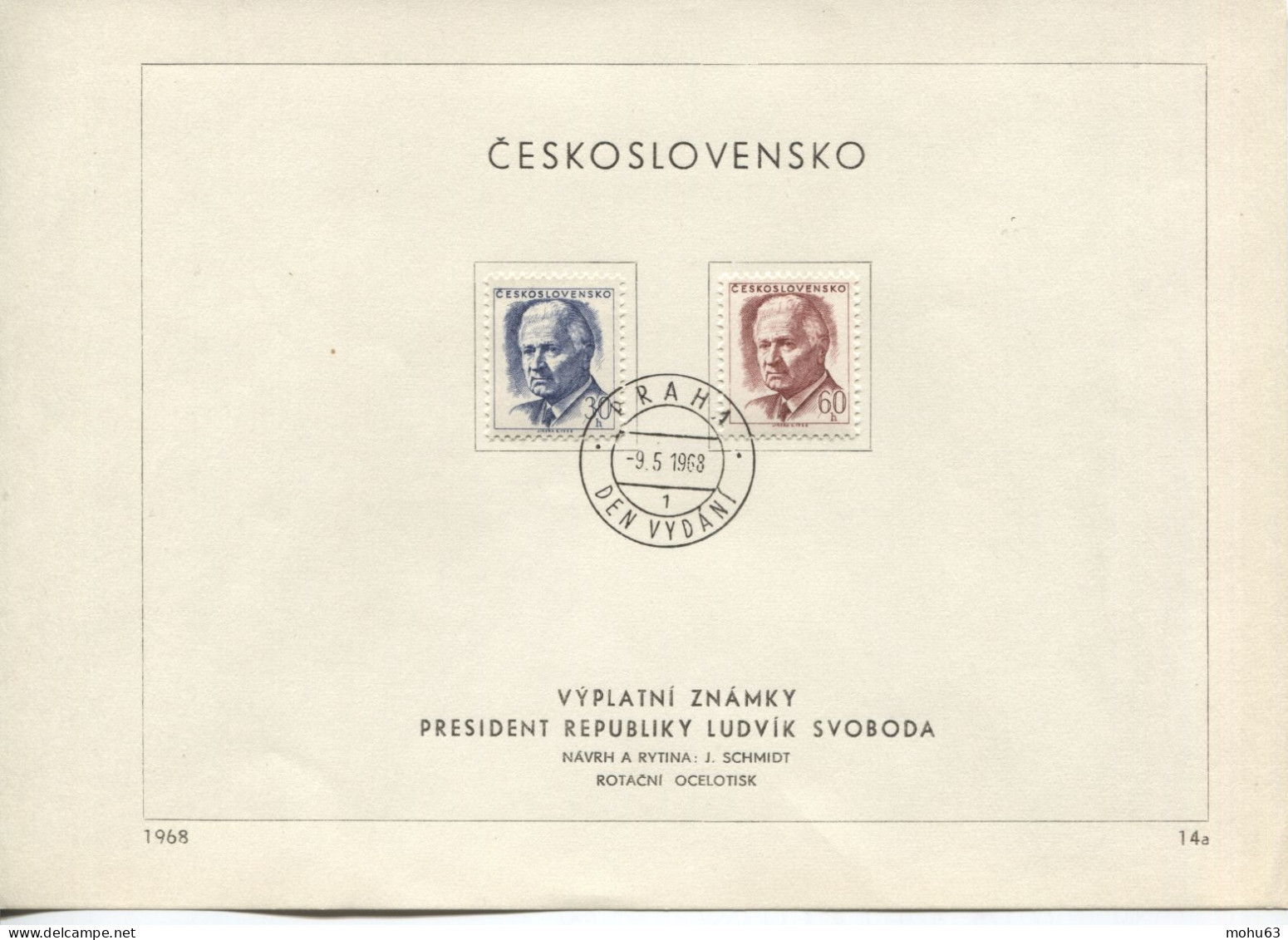 Tschechoslowakei # 1787-8 Ersttagsblatt Präsident Ludvik Svoboda Uz '1' - Storia Postale
