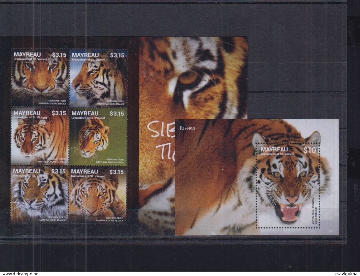 St Vincent (Mayreau) - 2014 - Siberian Tigers - Yv ??? + Bf ?? - Big Cats (cats Of Prey)