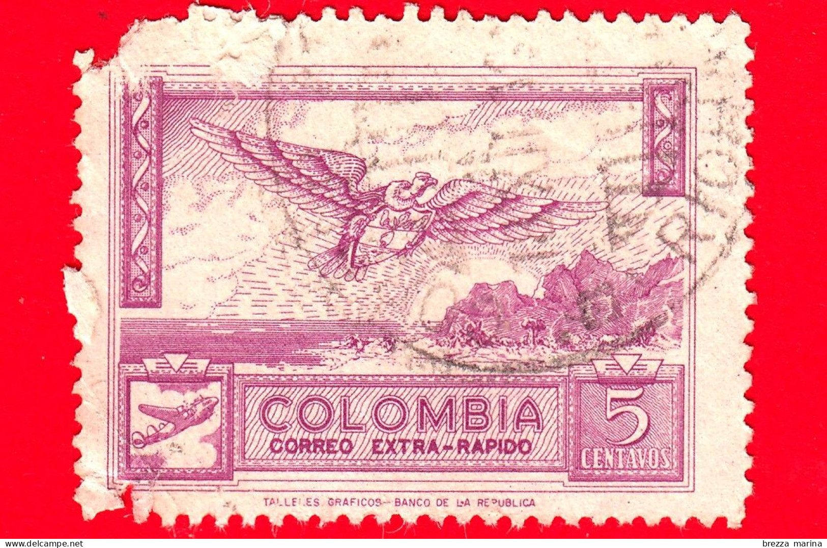 COLOMBIA - Usato - 1954 - Espresso - Extra Rapido - Condor Con Stemma - 5 - Kolumbien